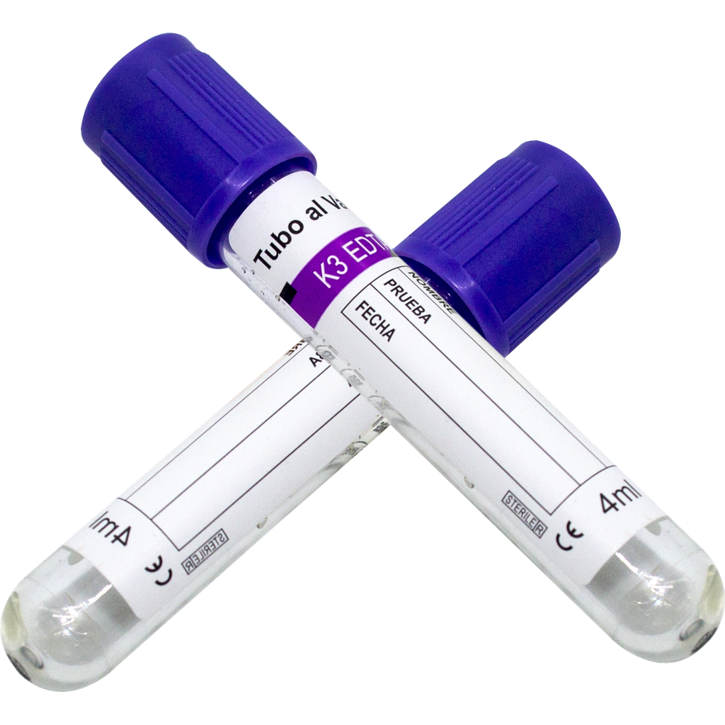 TUBO DE PET PARA LA TOMA Y RECOLECCION DE SANGRE AL VACIO TAPON LILA DE 13X75MM